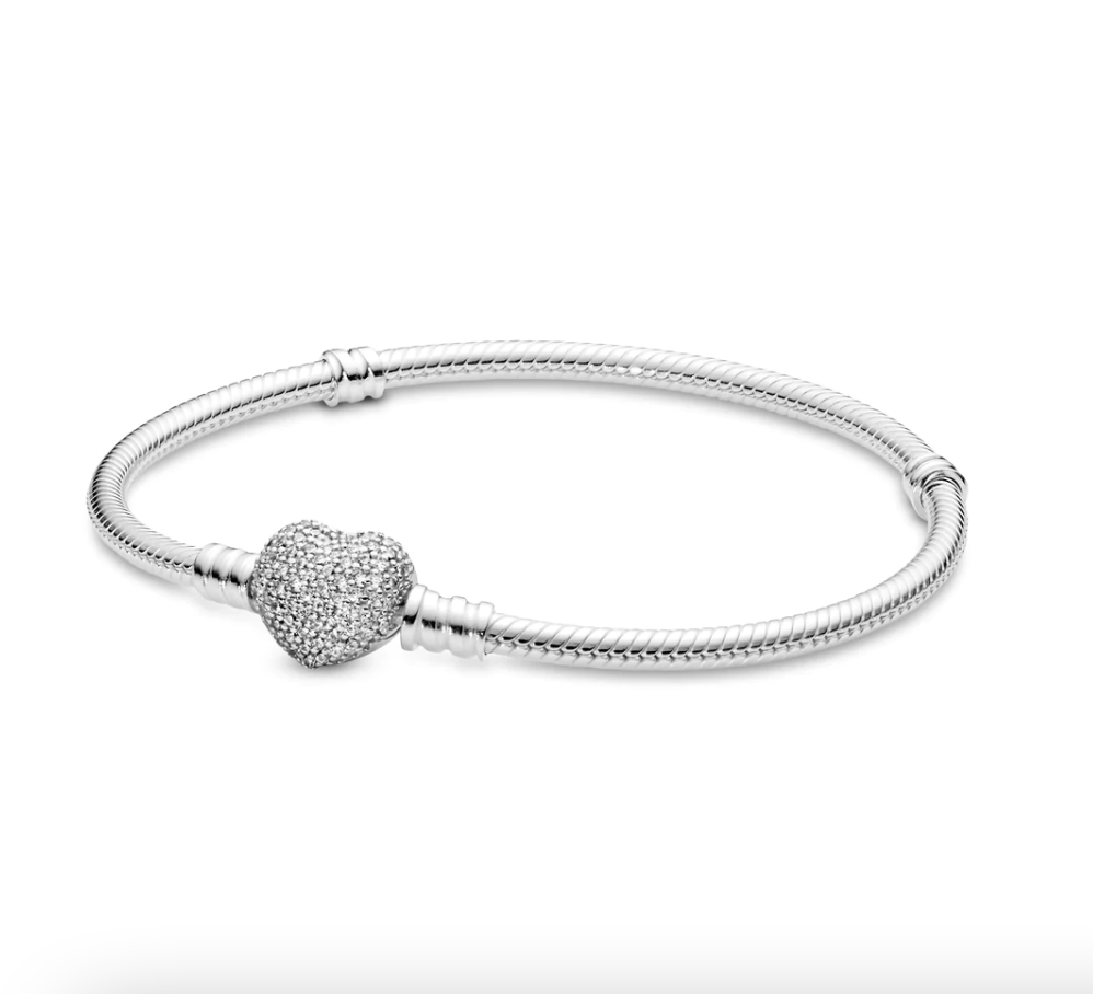 Onhand Best Seller (B-CEBC028-19): Pave Heart Bracelet with Clear Cz 19cm