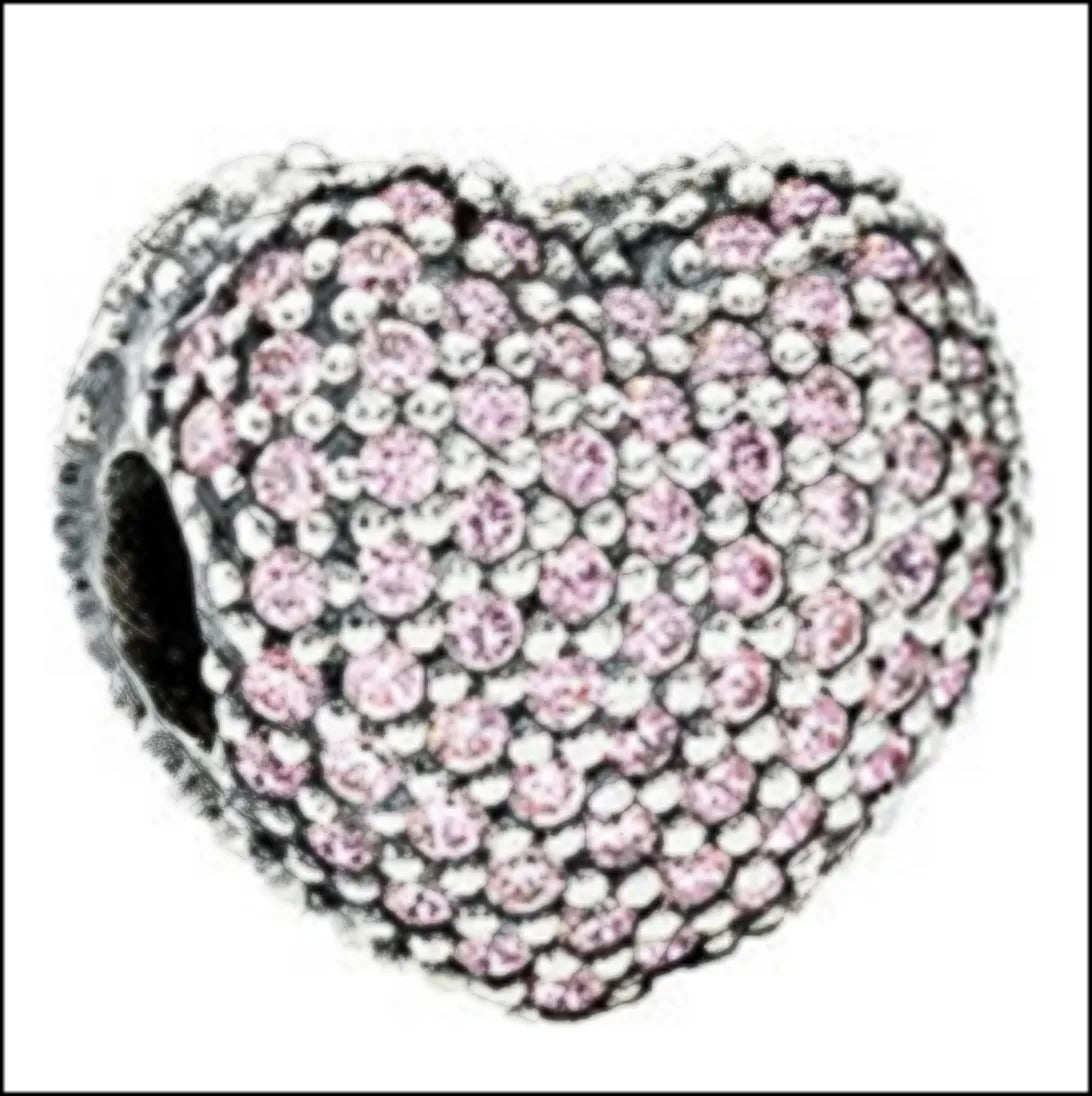 Onhand Best Seller Charm (s1104): PavŽ Open My Heart, Pink Cz