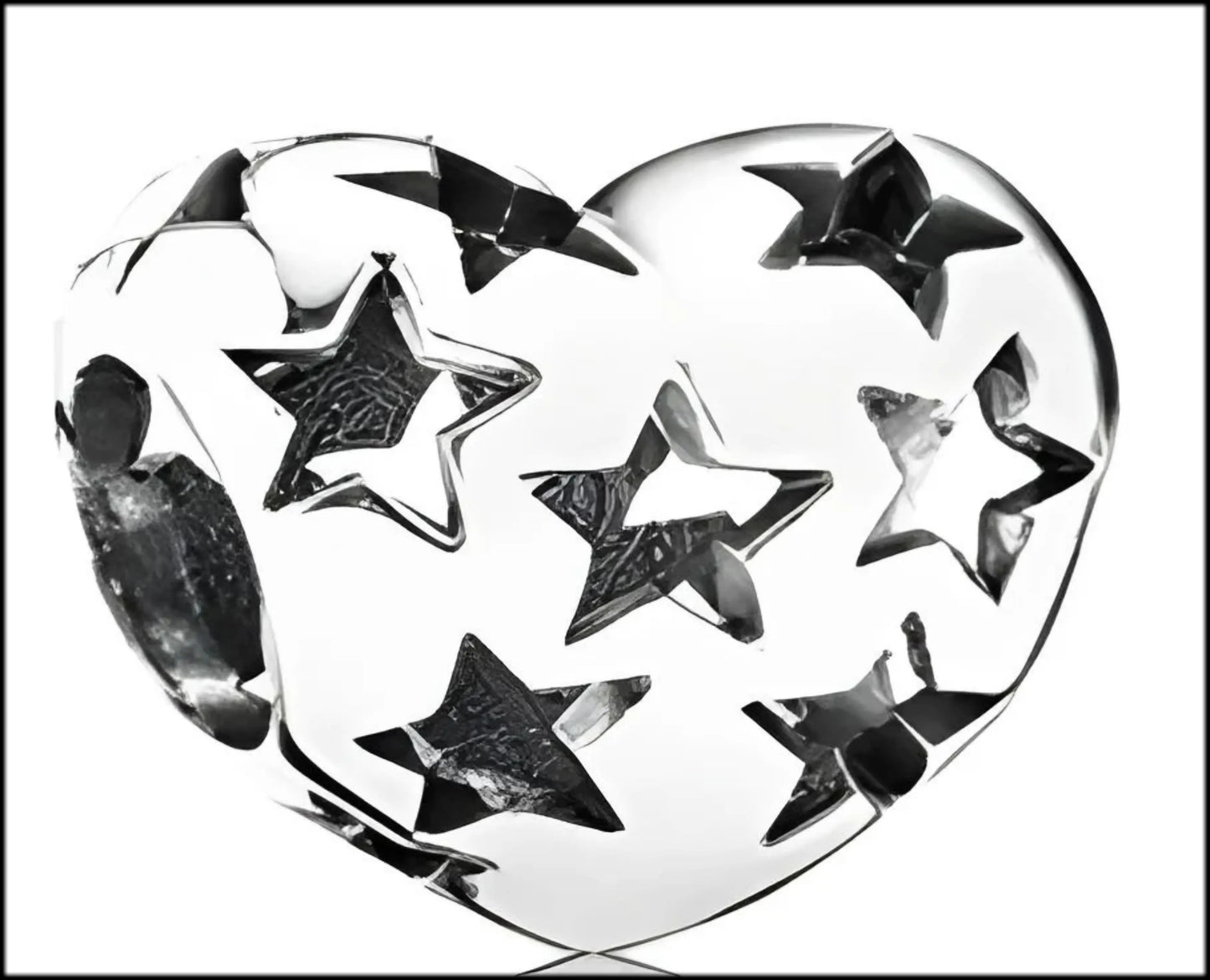 Onhand Best Seller Charm (s0610): Silver Starry Heart Charm