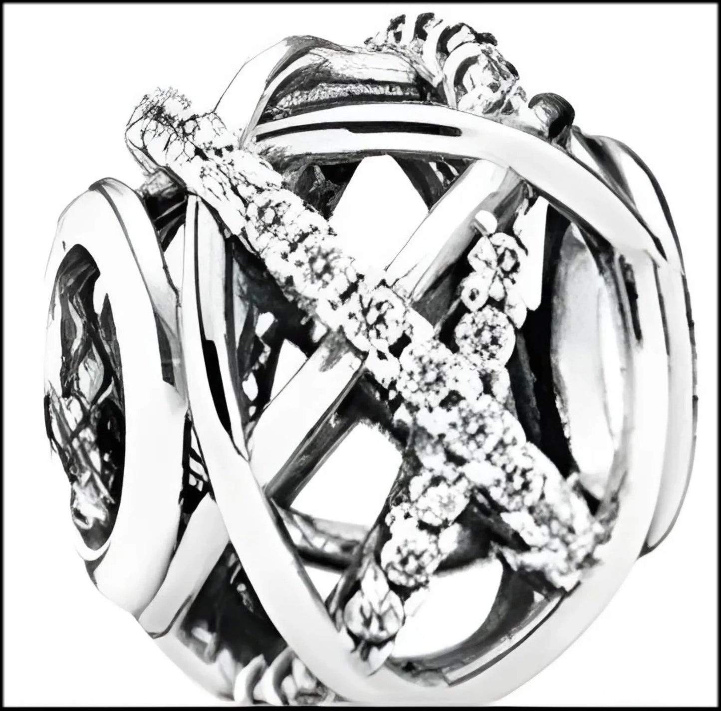 Onhand Best Seller Charm (s0614): Silver Galaxy Charm With Clear Cz