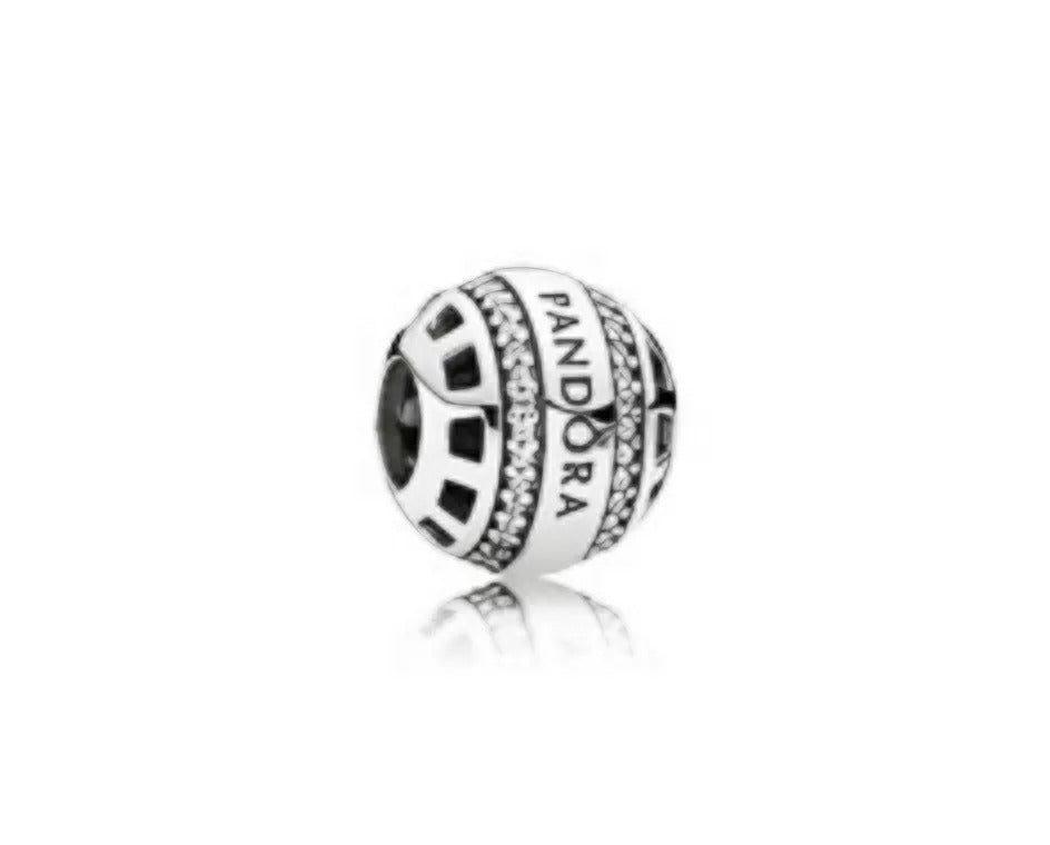 Onhand Best Seller Charm (s0831): Logo Charm In Sterling Silver With Clear Cubic Zirconia