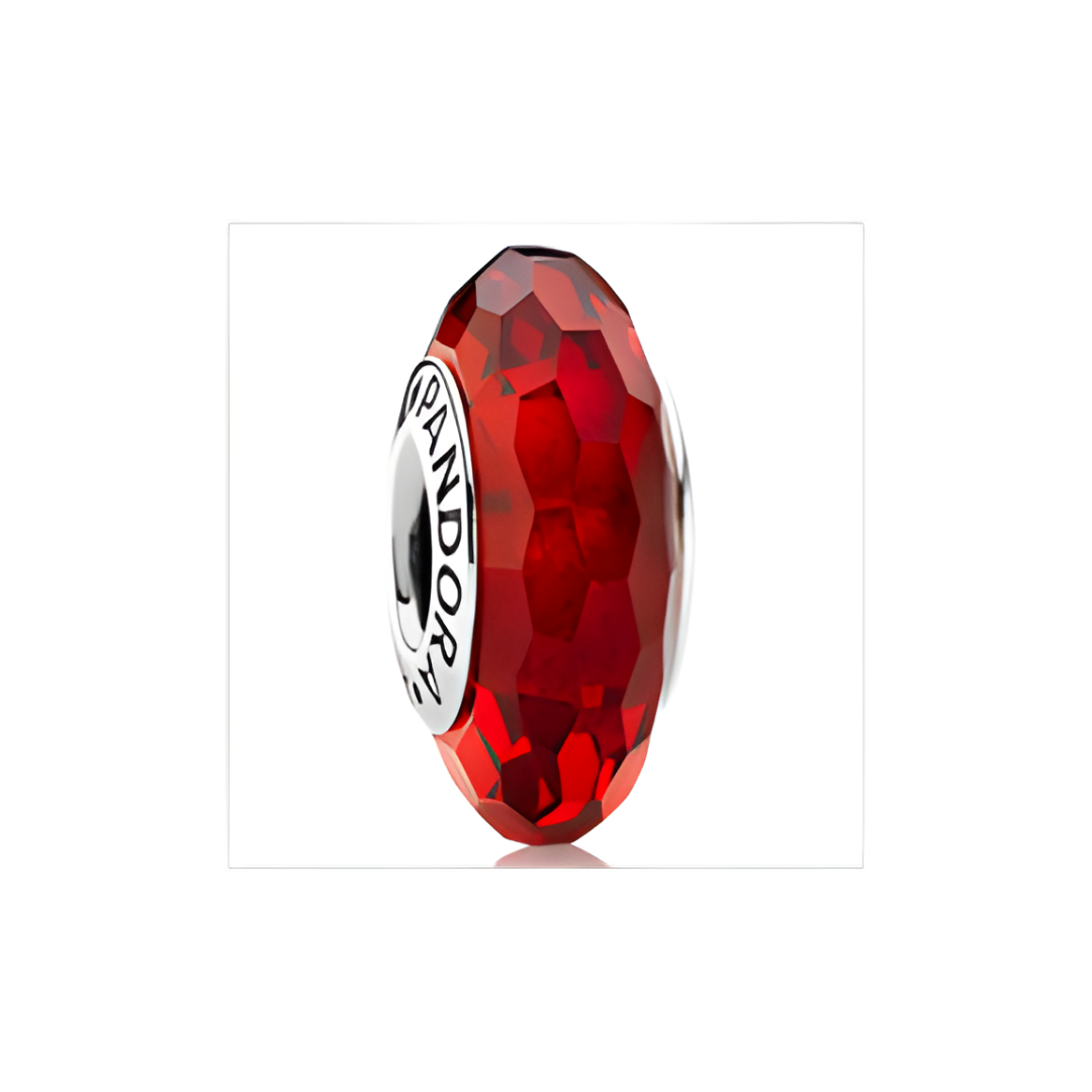 Onhand Best Seller Charm (m1020-B-B): Red Faceted Murano