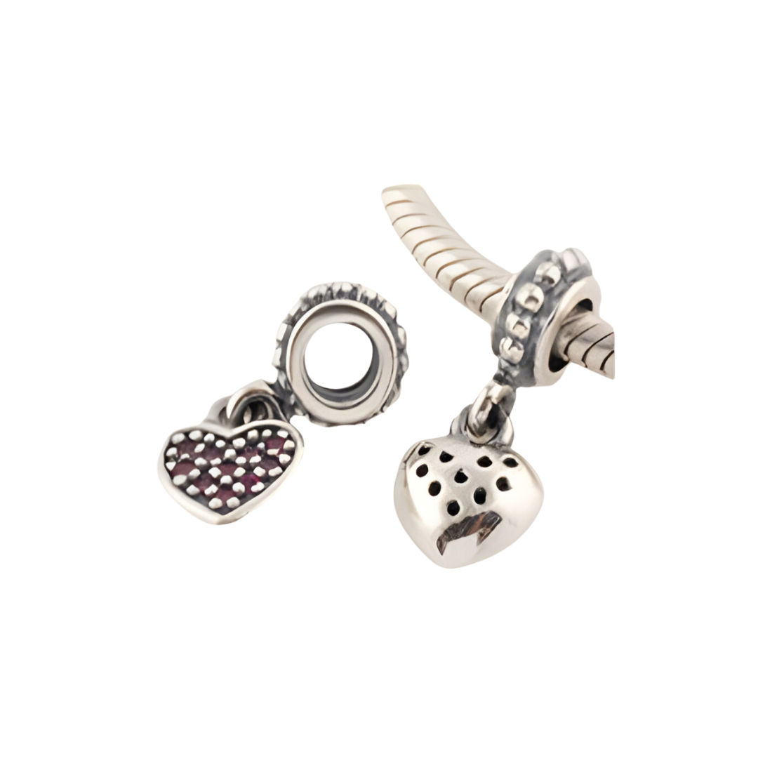 Onhand Best Seller Charm (s190-B-B): Red Pave Heart