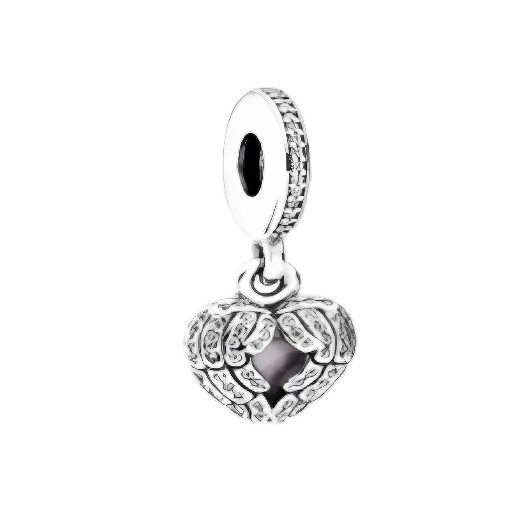 Onhand Best Seller Charm (s837-B-B): Silver Angel Wings With Clear Cz And Pink Enamel