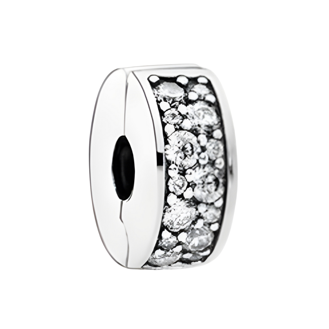 Onhand Best Seller Charm (s920-B-B): Silver Shining Elegance Clip With Clear Purple Cz