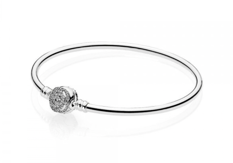 Onhand Best Seller (B-CEBC056-17): Disney, Beauty & The Beast Bangle, Clear CZ 17cm