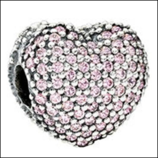 Onhand Best Seller Charm (s1104): PavŽ Open My Heart, Pink Cz