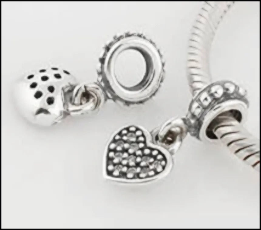 Onhand Best Seller Charm (s0192): Heart With Clear Cz