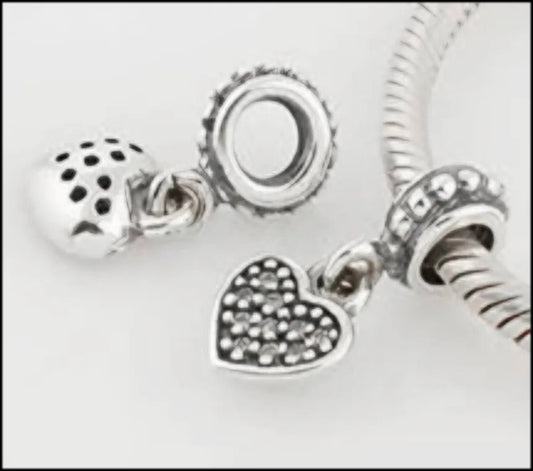 Onhand Best Seller Charm (s0192): Heart With Clear Cz