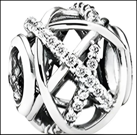 Onhand Best Seller Charm (s0614): Silver Galaxy Charm With Clear Cz