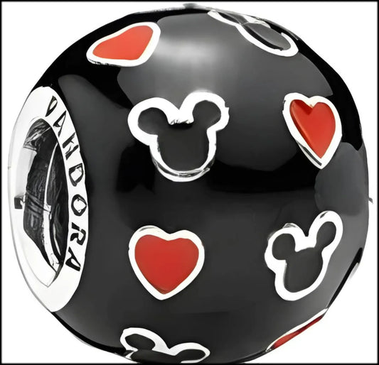 Onhand Best Seller Charm (s0621): Silver Disney Emamel Mickey And Hearts Charm