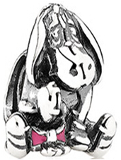 Onhand Best Seller Charm (s0674): Disney Eeyore Silver Charm With Dark Pink Enamel