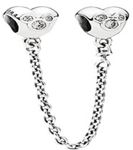 Onhand Best Seller Charm (s0699): Silver Disney Heart Of Mickey Safety Chain