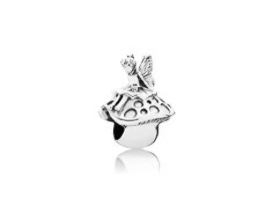 Onhand Best Seller Charm (s0825): Fairy And Mushroom Charm In Sterling Silver