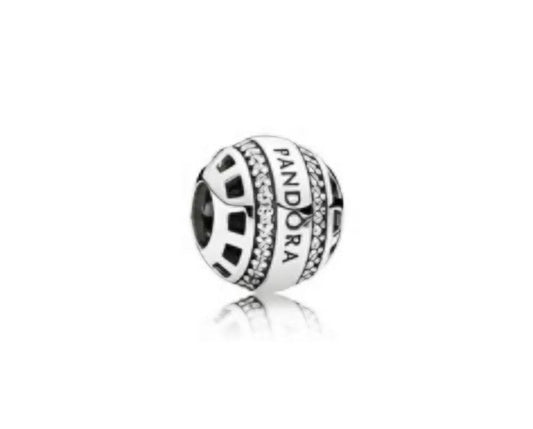 Onhand Best Seller Charm (s0831): Logo Charm In Sterling Silver With Clear Cubic Zirconia