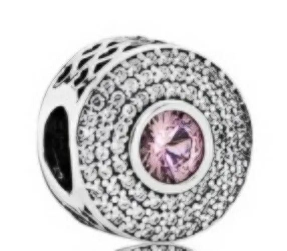 Onhand Best Seller Charm (s0832): Abstract Charm In Sterling Silver With Cubic Zirconia And Cut-Out Heart Details