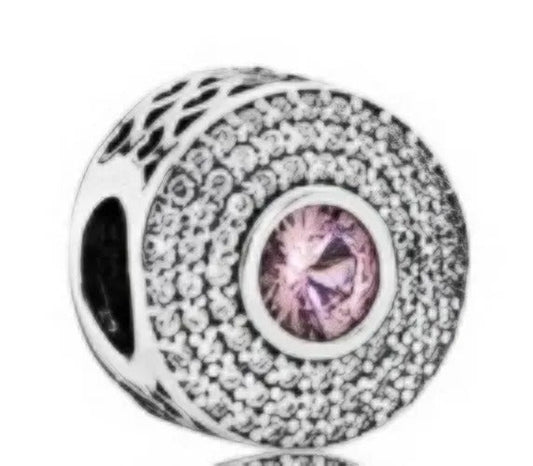 Onhand Best Seller Charm (s0832): Abstract Charm In Sterling Silver With Cubic Zirconia And Cut-Out Heart Details