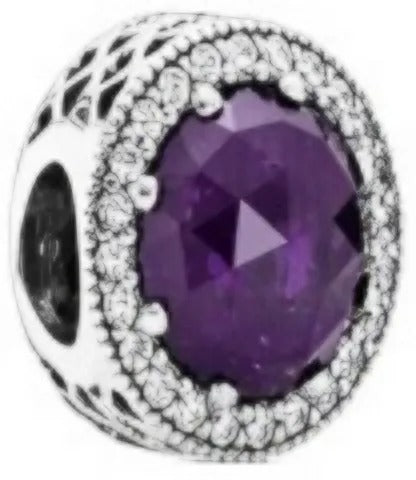 Onhand Best Seller Charm (s0834): Abstract Openwork Charm In Sterling Silver With Purple&Clear Cz