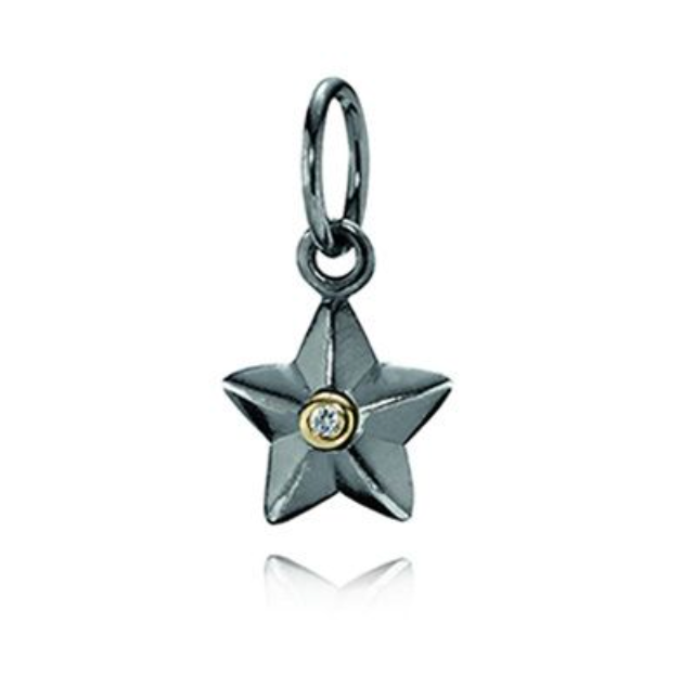 Onhand Best Seller Charm (G5-B): Oxidised Silver & Gold Flower Pendant