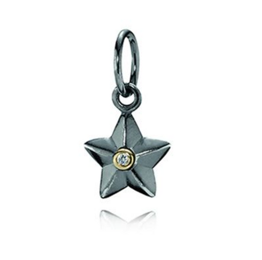 Onhand Best Seller Charm (G5-B): Oxidised Silver & Gold Flower Pendant
