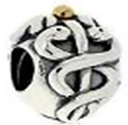 Onhand Best Seller Charm (G1-B-B): 14K Gold And Silver Life Saver Caduceus
