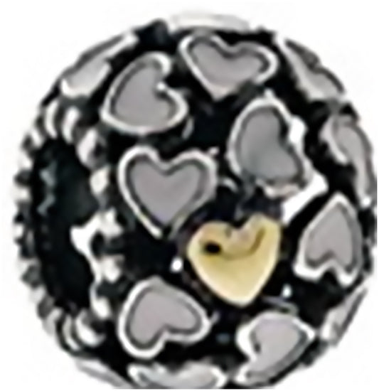 Onhand Best Seller Charm (G24): Silver Abundance of Love with Pink Enamel Charm and 14k real gold heart