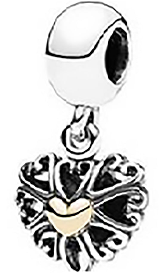 Onhand Best Seller Charm (G32): Silver&14k Real Gold Filled with Love Charm