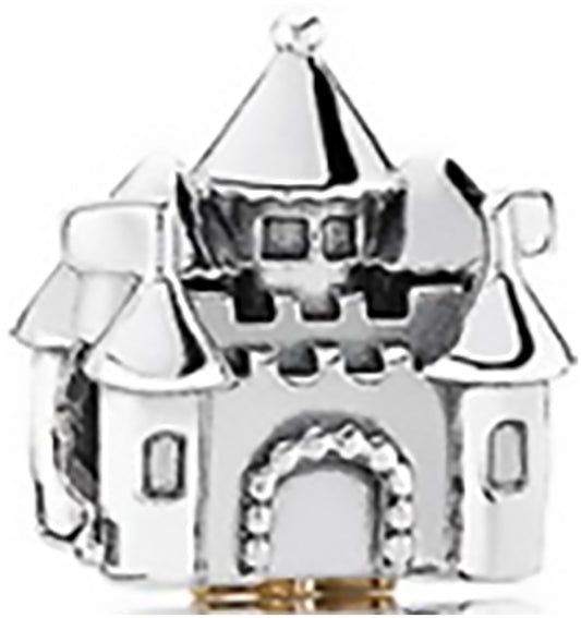 Onhand Best Seller Charm (G34): Silver &14k Gold Castle&Crown Charm