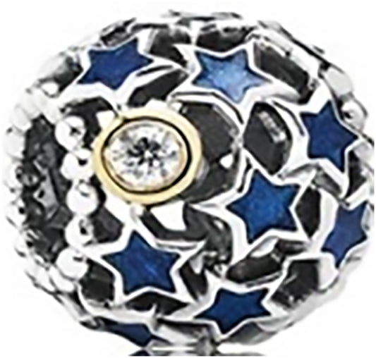 Onhand Best Seller Charm (G48): Silver Night Sky Blue Enamel Charm