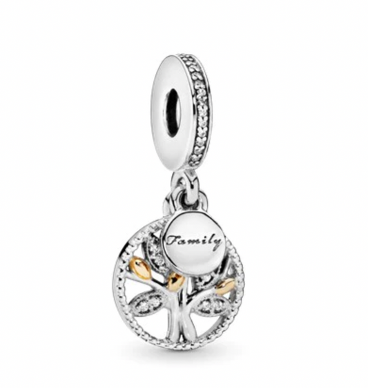Onhand Best Seller Charm (g74-B): 14K Gold And Silver Family Dangle Charm