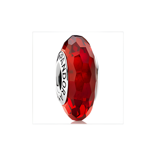 Onhand Best Seller Charm (m1020-B-B): Red Faceted Murano