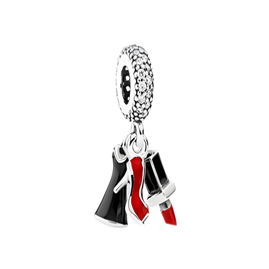 Onhand Best Seller Charm (s1257-B-B): Glamour Trio Dangle Charm, Mixed Enamel & Clear Cz