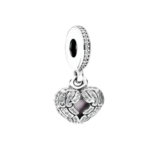 Onhand Best Seller Charm (s837-B-B): Silver Angel Wings With Clear Cz And Pink Enamel