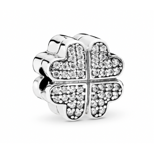 Onhand Best Seller Charm (s888-B-B): Silver Petals Of Love With Clear Cz Charm